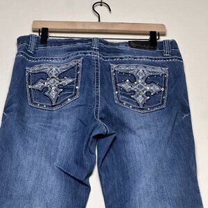 Soundgirl Denim Jean Pant Women 13 Blue Flared Bootcut Y2K Western Punk Rock